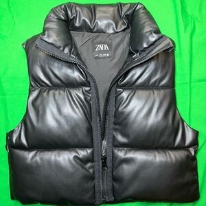 Zara Faux Leather Puffer Vest